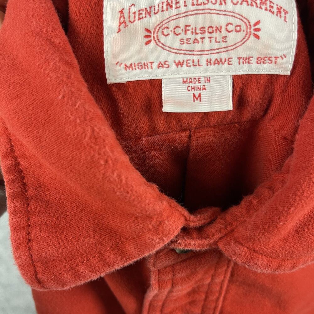 CC Filson Flannel Shirt Mens Medium Orange Button Up Heavy Rugged Outdoor Work - Picture 14 of 14